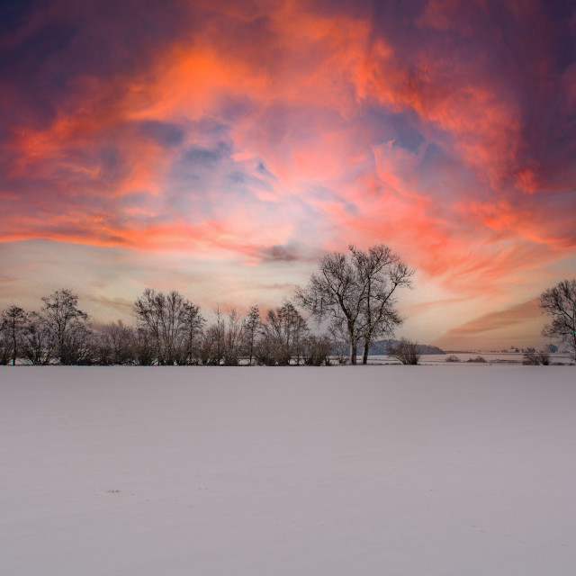"Winterzauber im Abendrot" stock image