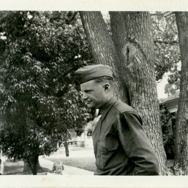 "Side profile of an unknown soldier, April 26, 1942, Orange California" by Zachary I Peabody - £10.00 "Side profile of an unknown soldier, April 26, 1942, Orange California" stock image