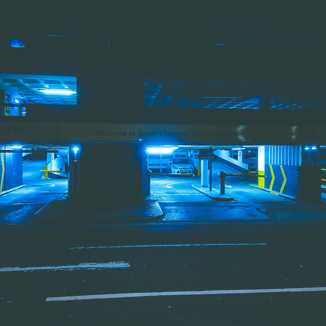 "Car park at night" stock image