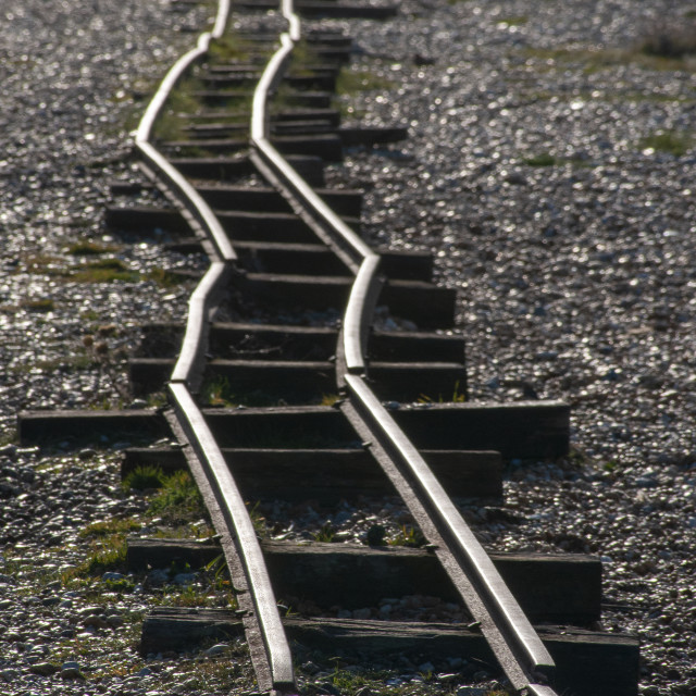 "RAIL SLIPWAY. Dungeness, England" stock image