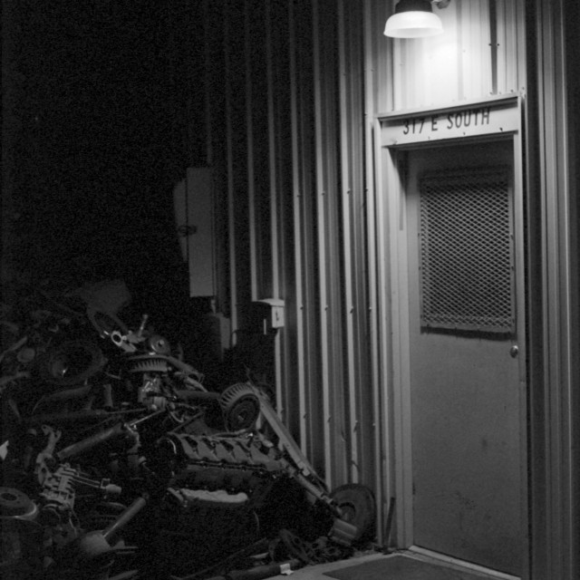 "Mechanic's Door B&W Version" by Zachary I Peabody - £10.00 "Mechanic's Door B&W Version" stock image