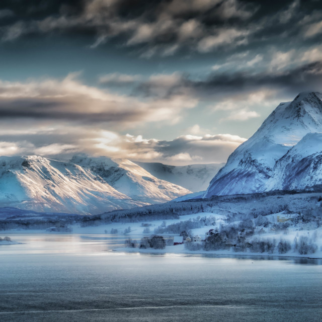 "Lyngen Alps Arctic Dawn" by Andrew Gray Photography - £20.00 "Lyngen Alps Arctic Dawn" stock image