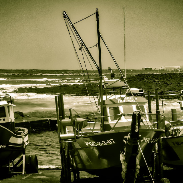 "Fishing boats, Spain." stock image