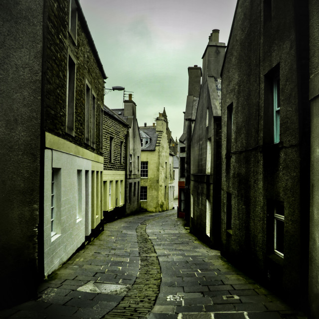 "Street in Stromness, Orkney Islands." stock image