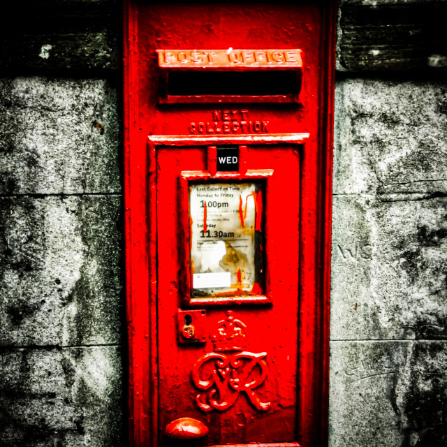 "Traditional British postbox." stock image