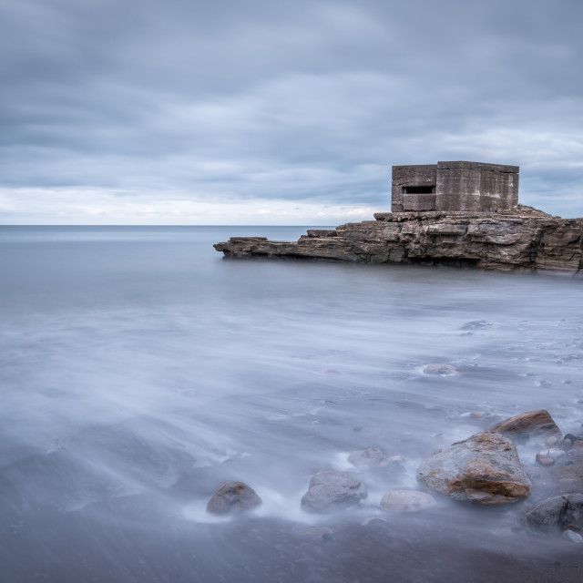 "WWII Relics at Cornelian Bay, North Yorkshire" stock image