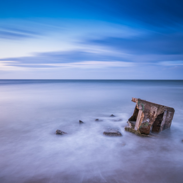 "Dusk over Cayton Bay, North Yorkshire" stock image