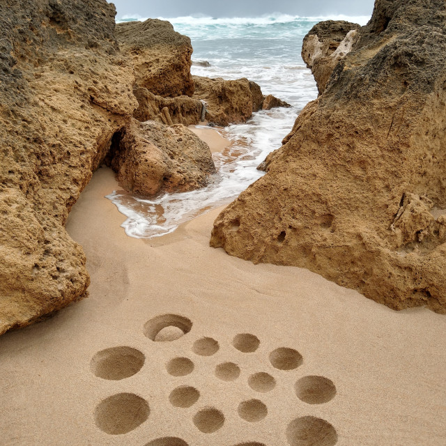 "Sand Art on a beach in southwest Portugal" stock image