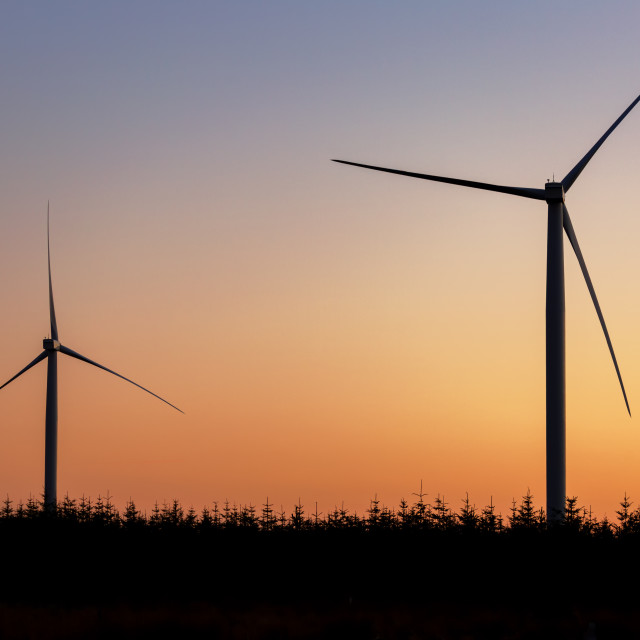 "Windfarm at Sunset" stock image