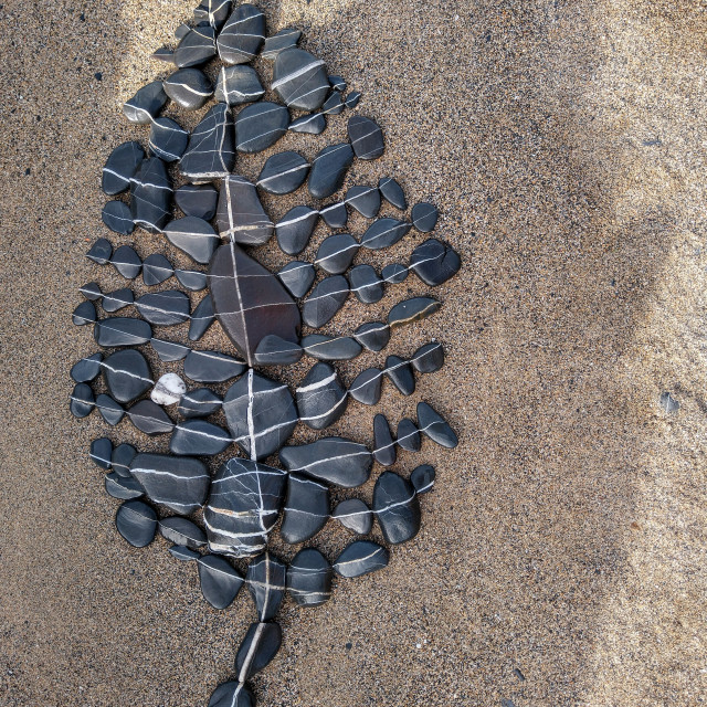 "Leaf made from stones with natural quartz lines" stock image