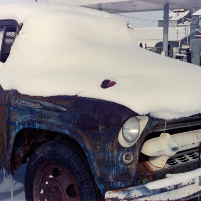 "Vintage Truck Covered in Snow" by Zachary I Peabody - £10.00 "Vintage Truck Covered in Snow" stock image
