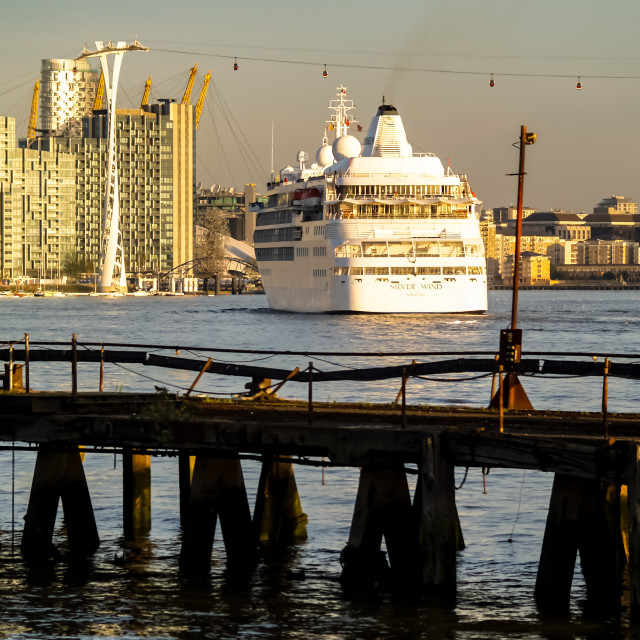 "Luxury cruise ship at Greenwich." stock image