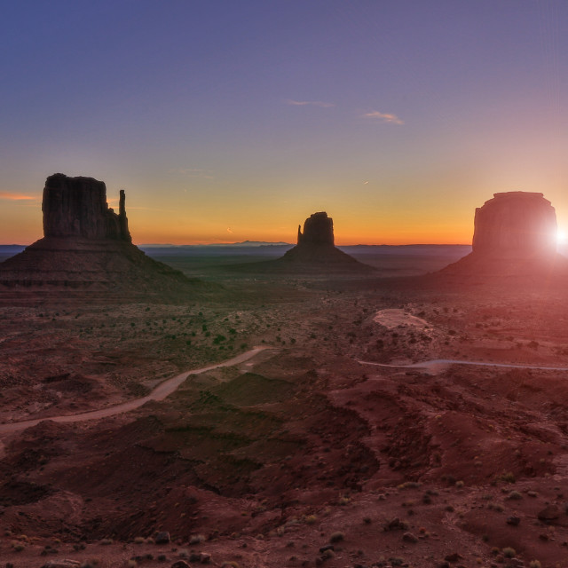 "Monument Valley Sunrise - Square Crop" by Russell Waite Photography - $26.93 "Monument Valley Sunrise - Square Crop" stock image