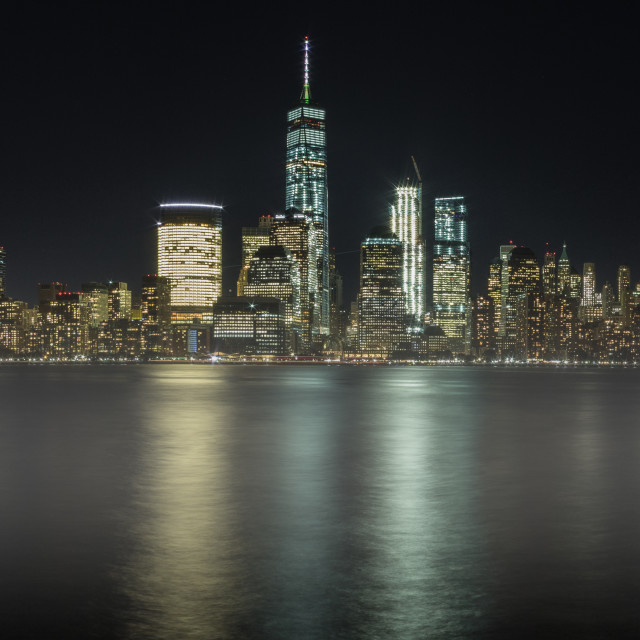 "New York Manhattan Skyline in Fog Panoramic Photo - Dimensions in PX are 7476 x 3035, Digital Download, Print Your Own, PC Wallpaper" stock image