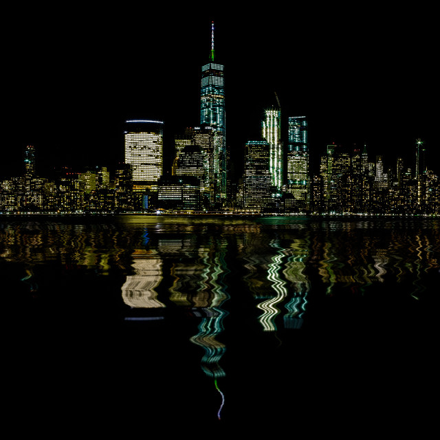 "New York Manhattan Skyline Panoramic Photo In Black - Dimensions in PX are 7427 x 3526, Digital Download, Print Your Own, PC Wallpaper" stock image