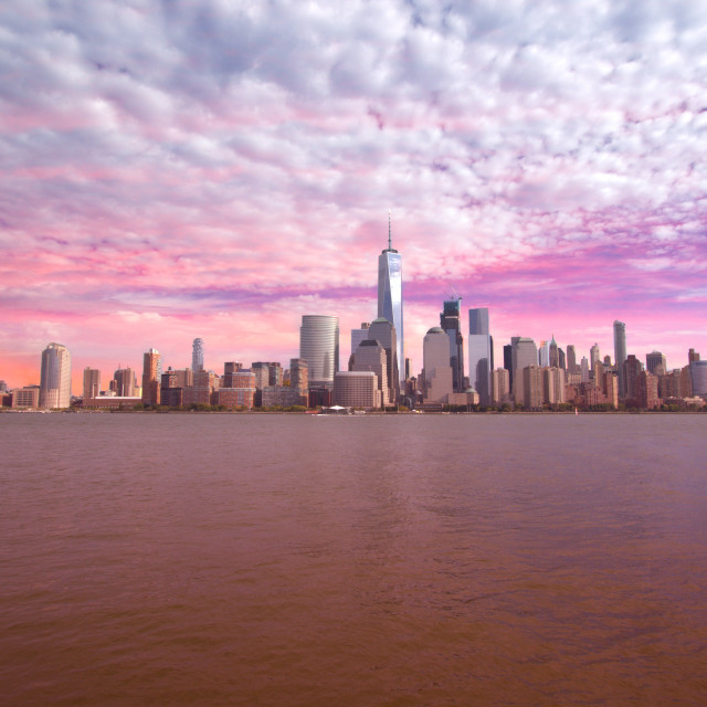 "New York At Sunset" by Russell Waite Photography - $26.93 "New York At Sunset" stock image