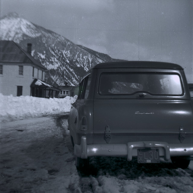 "Vintage Plymouth and mountain" by Zachary I Peabody - £10.00 "Vintage Plymouth and mountain" stock image