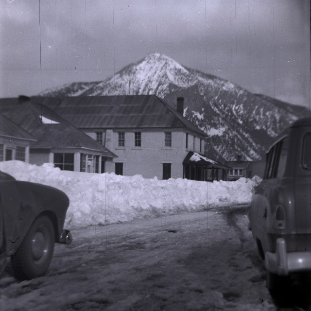 "Vintage Cars and mountain" by Zachary I Peabody - £10.00 "Vintage Cars and mountain" stock image