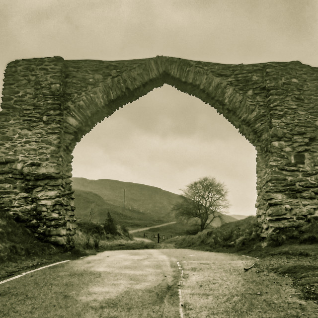 "Arch over a road, Wales." stock image