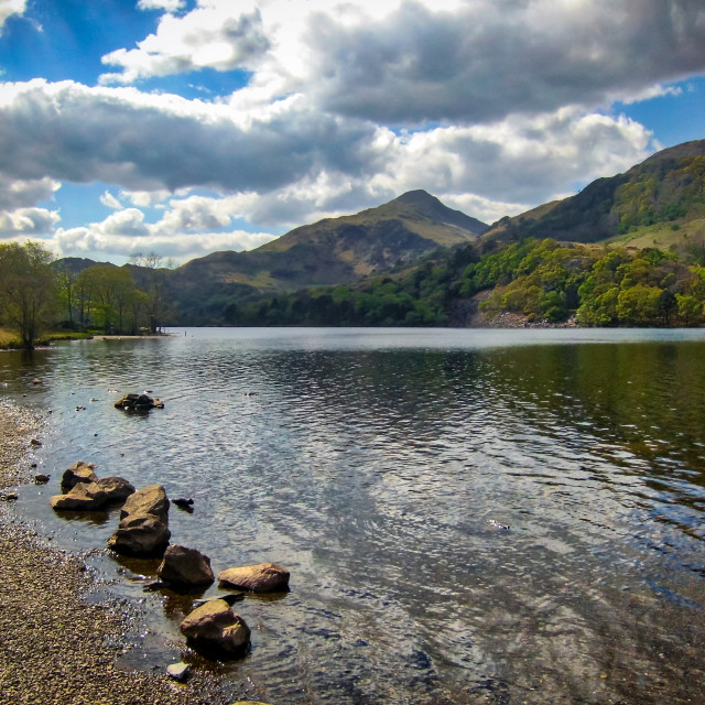 "Lake in Snowdonia." stock image