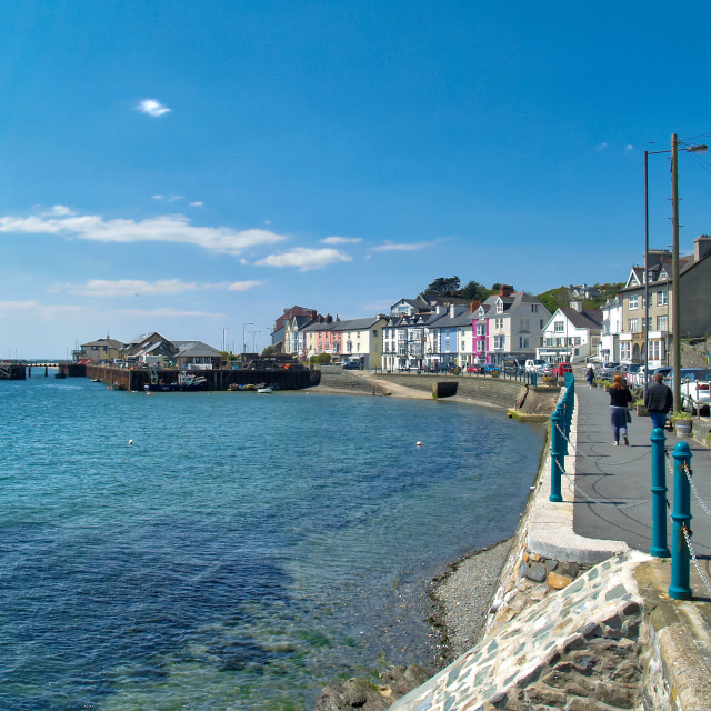 "The seafront at Aberdyfi, Wales." stock image