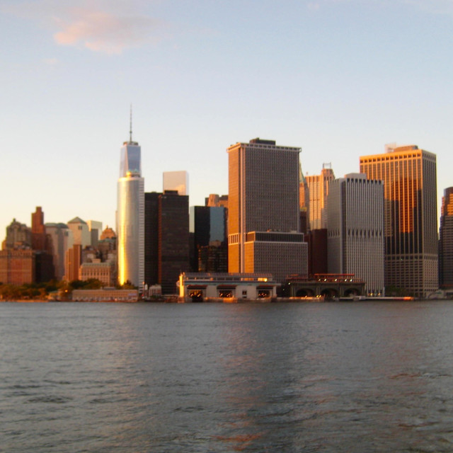 "Lower Manhattan, New York Harbor" stock image