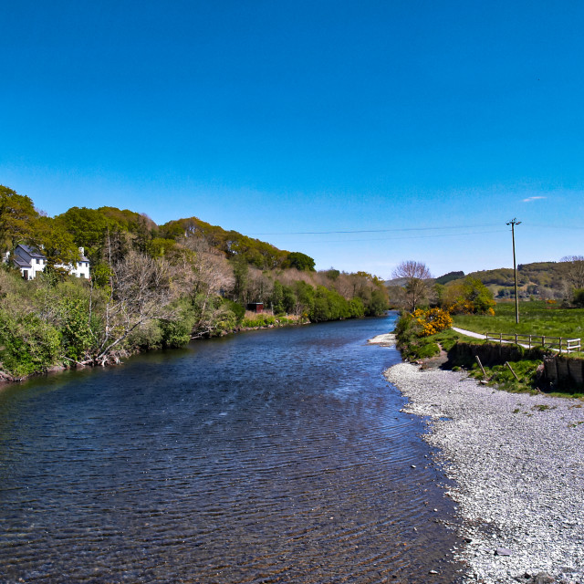 "The Afon Dyfi (River Dovey) Wales." stock image