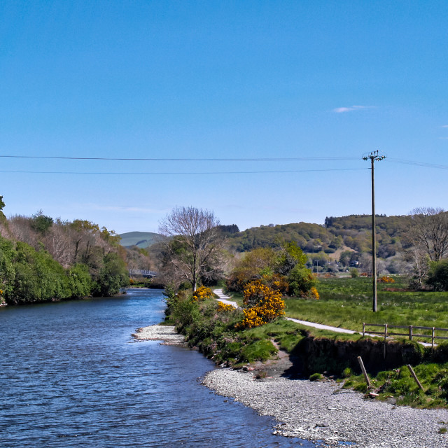 "Riverscape, Wales." stock image