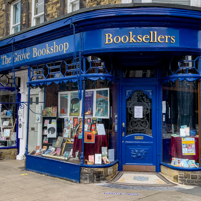 "The Grove Bookshop, Ilkley, Yorkshire, England." stock image