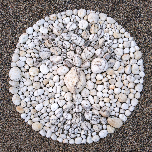 "Landart tree of life made from white beach pebbles" by Lucia Pec - $12.25 "Landart tree of life made from white beach pebbles" stock image