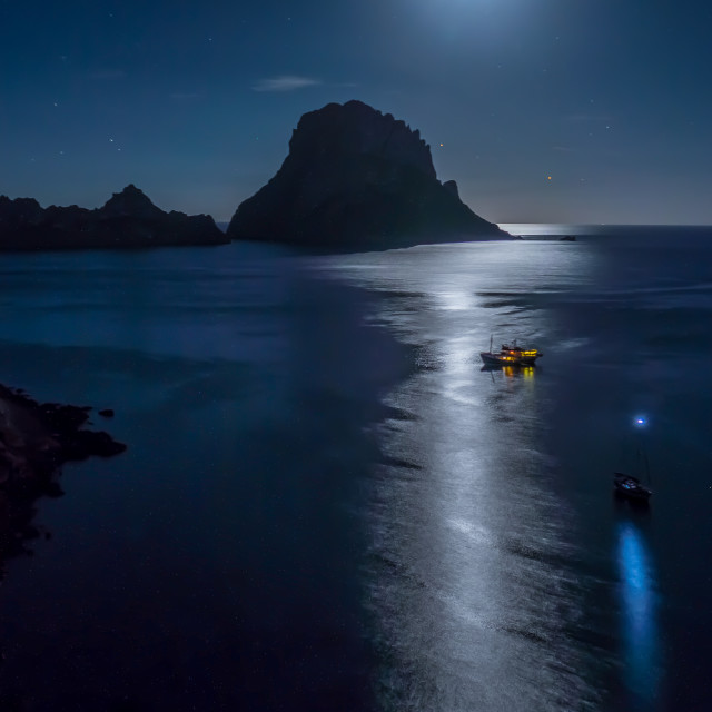 "Es Vedra Moonlight" by Andrew Gray Photography - £20.00 "Es Vedra Moonlight" stock image