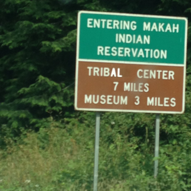 "Makah Reservation Road sign- Neah Bay, WA" stock image