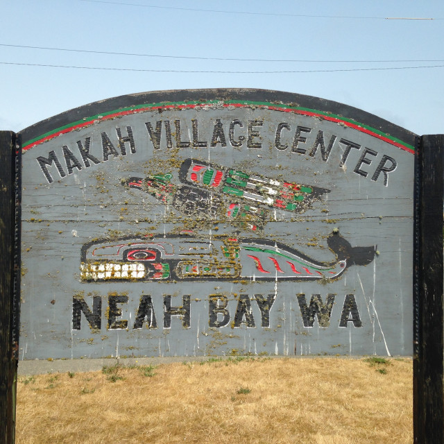 "Makah Village Center sign- Neah Bay, WA" stock image