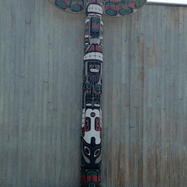 "Makah Totem Pole- Makah Village Center" stock image