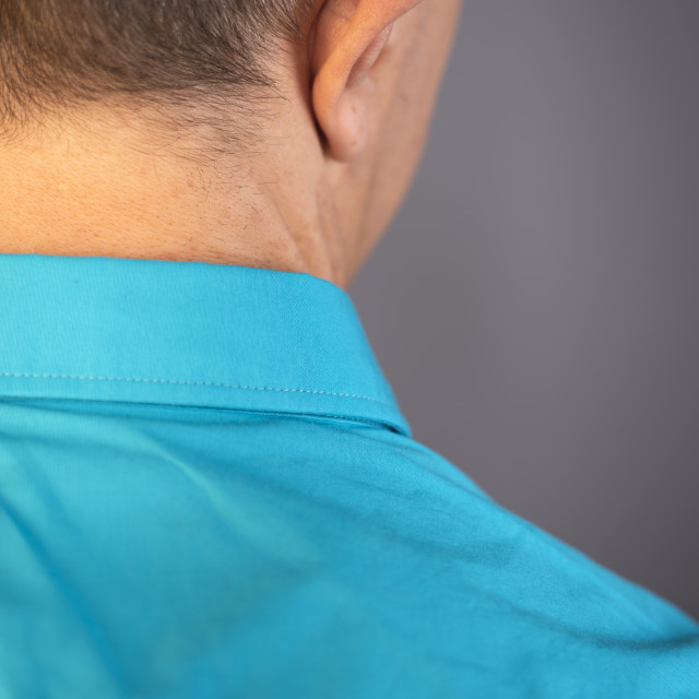 "Hearing aid ear of man" stock image