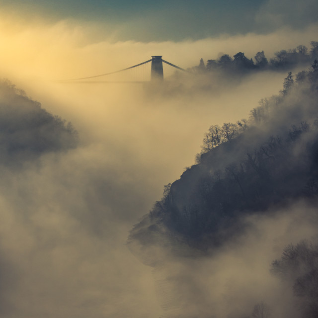 "Bridge in the Mist" stock image