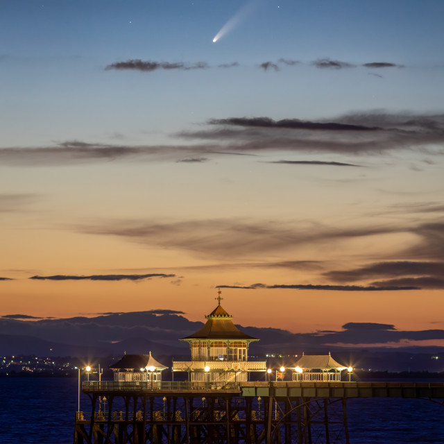 "Neowise above Clevedon Pier" stock image