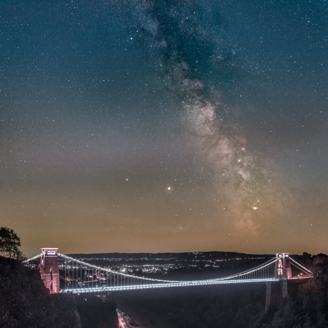 "Clifton Suspension Bridge Milky Way" stock image