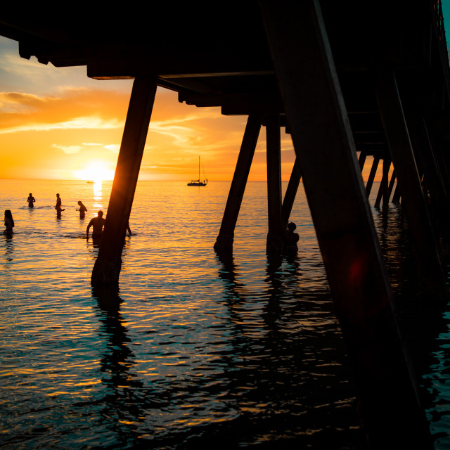 "Sunset Under the Jetty" stock image