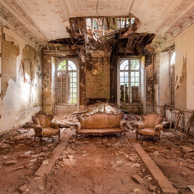 "Abandoned Castle in Decay" by Roman Robroek - £24.95 "Abandoned Castle in Decay" stock image