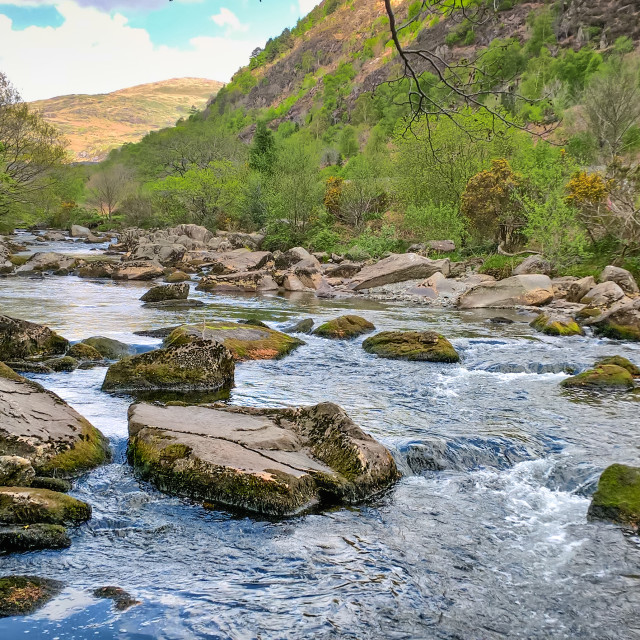 "River in Snowdonia, Wales." stock image