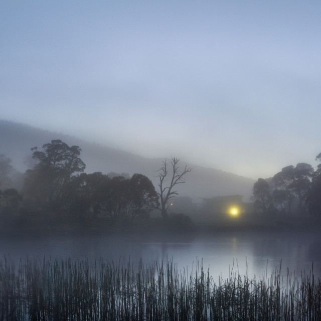 "Dawn on Lake Crackenback" by Wes Schulstad - £16.00 "Dawn on Lake Crackenback" stock image