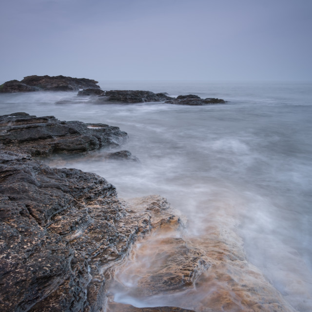 "Swell of the metallic North Sea at Cornelian Bay" stock image