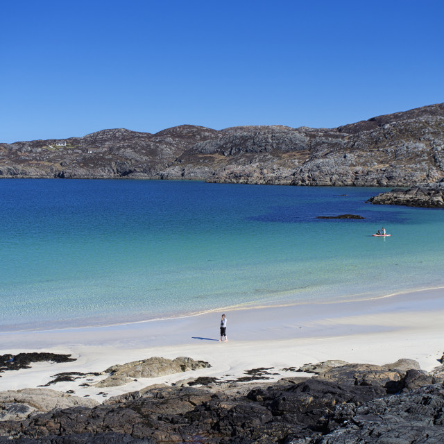 "Solitary Person on Achmelvich Beach" stock image