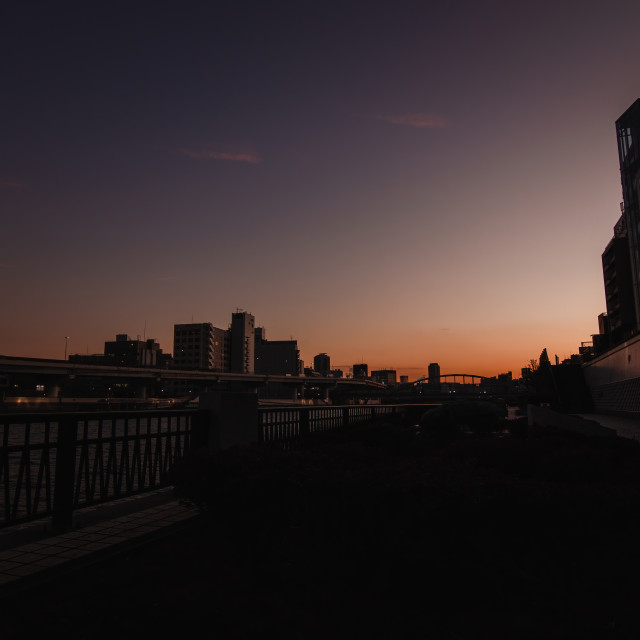 "Sunset Over the Sumida River" by Justin Mueller - £10.00 "Sunset Over the Sumida River" stock image