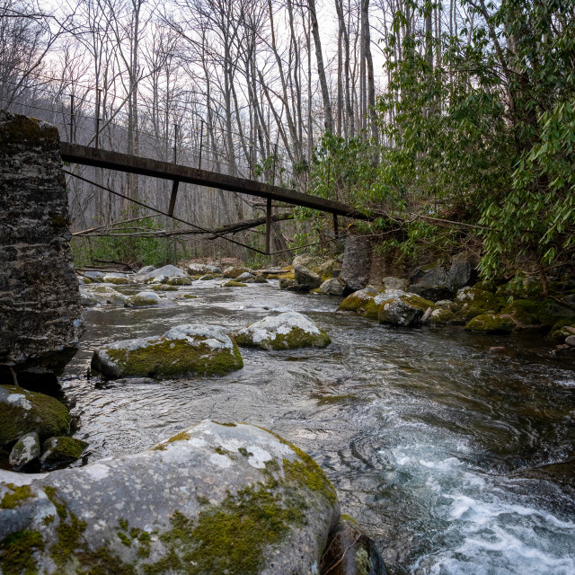 "old metal bridge over thunderhead prong" by Justin Mueller - £10.00 "old metal bridge over thunderhead prong" stock image