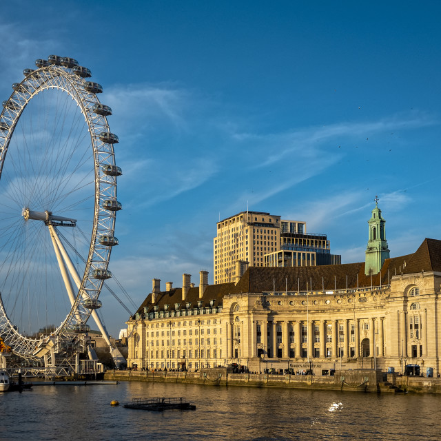 "The London Eye and County Hall" stock image