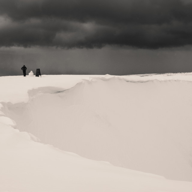 "One Man, Snow Man, No Man." stock image