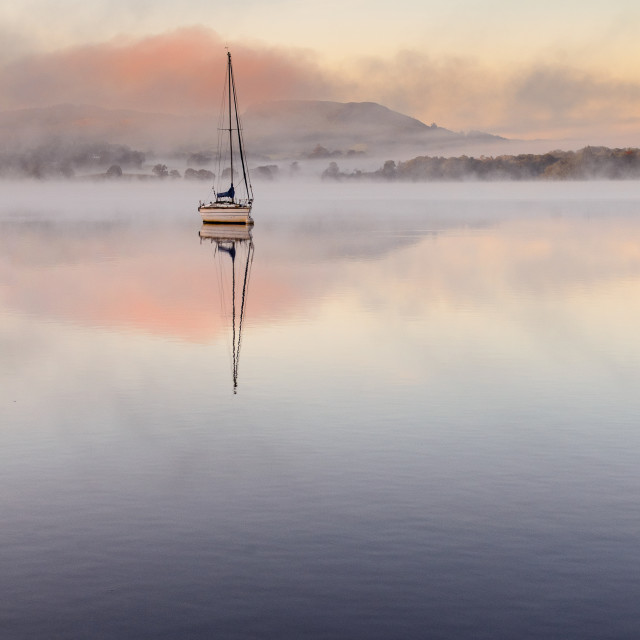 "Boat on Windermere." stock image