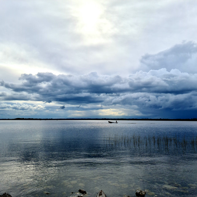 "Lonesome boatman" stock image